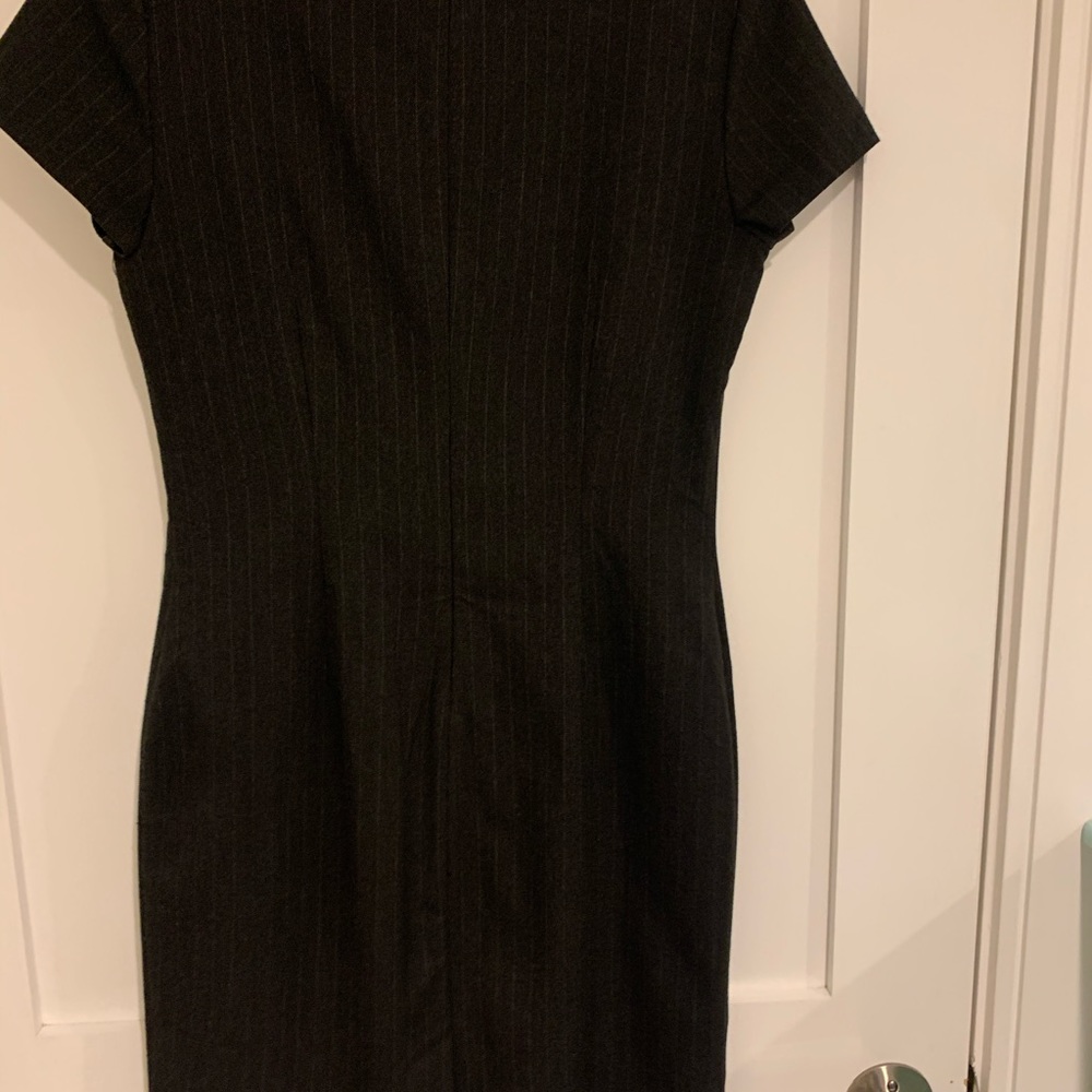 Grey pin stripe knee length work dress